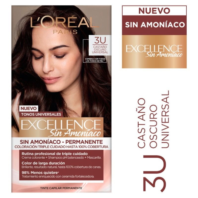 Tintura Excellence Sin Amoniaco 3U Castaño Oscuro Universal