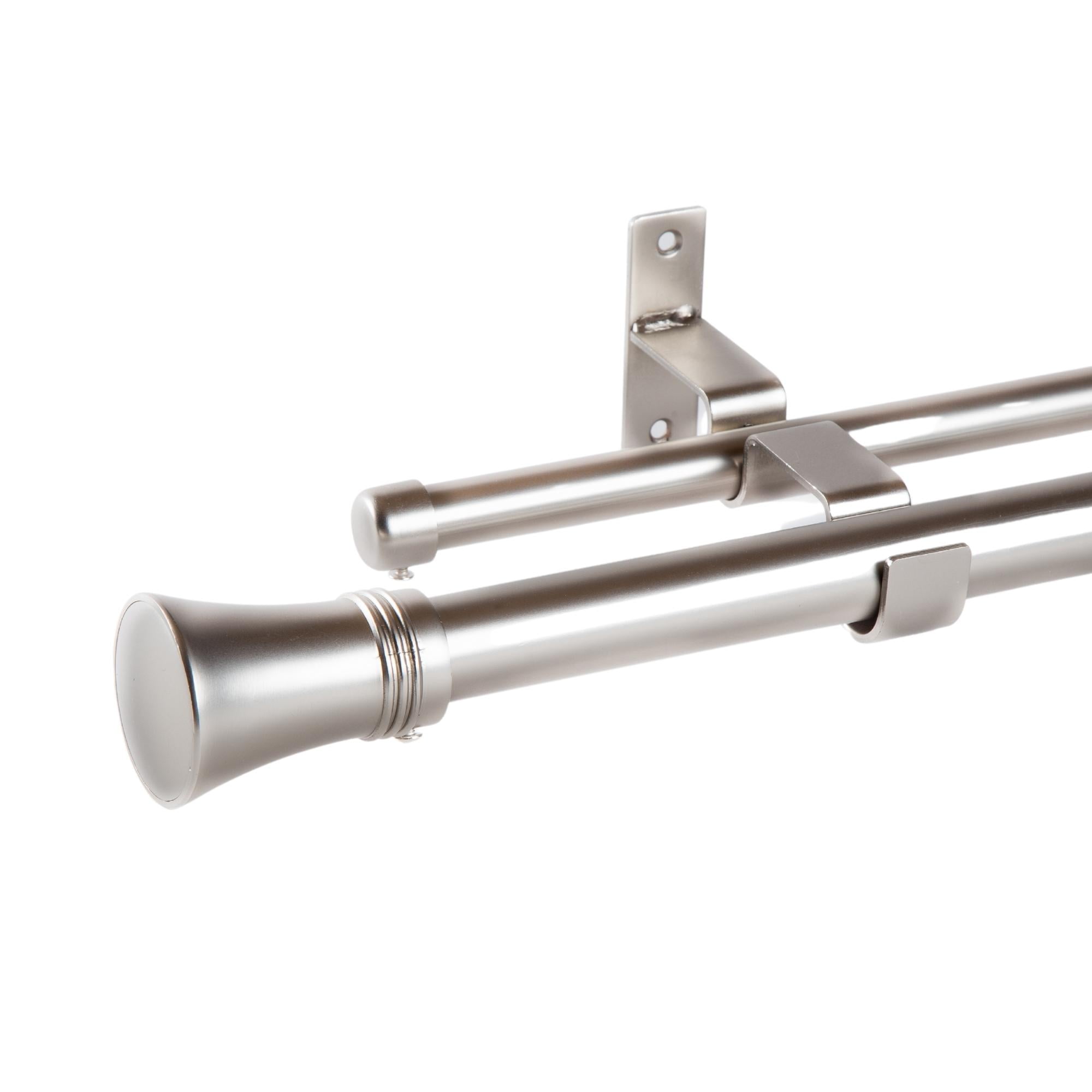 Metalhsa - Set Barras Para Cortina Doble 19/28 Mm Metal Color Satín X 2.00 Mt Terminal Cónico