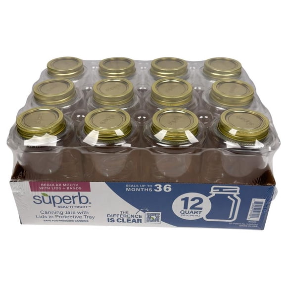 Tarro para conservas Superb Regular Mouth, cristal de 946 ml, paquete de 12