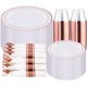 thumbnail image 1 of Juego de vajilla desechable WELLIFE Rose Gold 350 piezas para 50, 1 of 5
