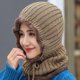 thumbnail image 5 of Pasamontañas de punto con cable cálido para mujer, gorro de invierno con forro de felpa, térmico, resistente al viento, con capucha y orejeras con cordón ajustable, 5 of 5