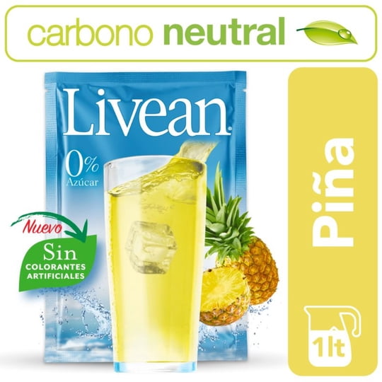 Jugo En Polvo Libre De Azúcar Sabor Piña 7 G Sobre 1 Un Livean