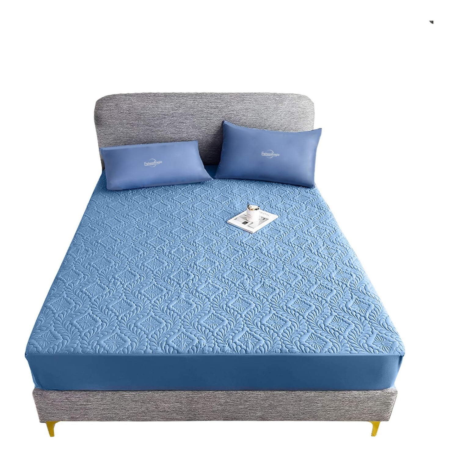 Genérico - Cubre Colchón Impermeable 2 Plazas Hipoalergénico Azul