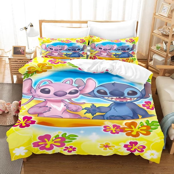 Stitc-h 3 Pcs Comforter Set with 2 Pillowcases,Sti-tch Bedding Set Sheet Set for Kids Adults,All Season Lightweight