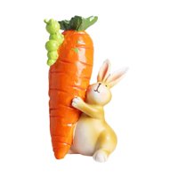 Magideal - Estatua De Zanahoria Estatuilla De Pascua Pequeño Adorno Escultura De Resina Suministros Para Fiestas Interiores Decoración De Oficina Y Sala De Estar Levantando Una Zanahoria