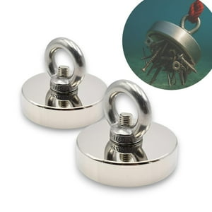Genérico - Pack X2 Iman Neodimio Gancho Pesca Metales Potente Redondo