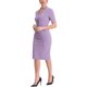 thumbnail image 4 of INSPIRE CHIC Vestido de Tubo para Mujer con Cuello en V, Mangas Cortas, Ajustado para el Trabajo, Midi, Violeta XL, 4 of 5