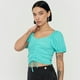 thumbnail image 3 of Blusa Mujer Crop Panal Manga Globo Celeste Corona, 3 of 5