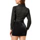thumbnail image 3 of INSPIRE CHIC Chaqueta de Mezclilla para Mujer de Regreso a Clases Manga Larga Abullonada Longitud Recortada Chaqueta Occidental Lavada L Negro, 3 of 8