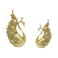 Bothyi - 2X Pareja Estatuas De Cisnes Figuras De Pájaros Esculturas De Resina De Escritorio Dorado