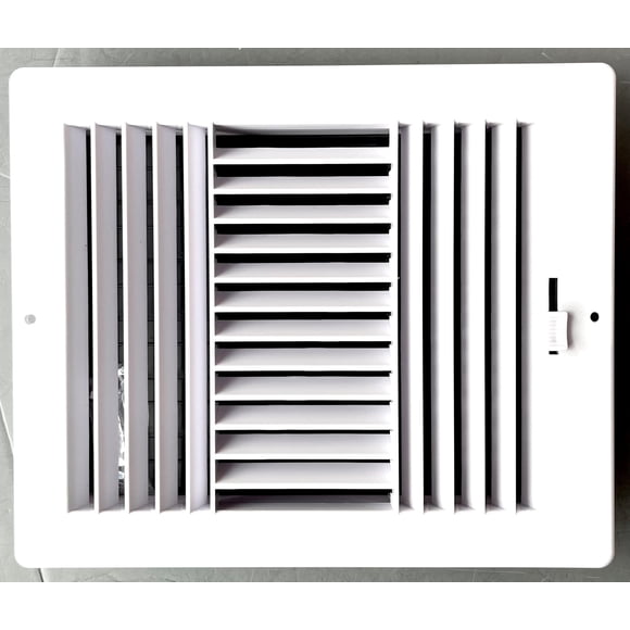 Registro lateral/de techo de plástico de tres vías 12 x 10 pulgadas, blanco