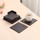 thumbnail image 3 of XmhyTop Juego de 6 Posavasos Rectángulo de Piel Suave con Costura Decorativa, Ideal para Tazas, Mesas de Madera y Decoración Hogar, 4 Pulgadas, Marrón, 3 of 5