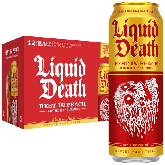 Té helado Liquid Death Rest In Peach 568 ml Pack de 12