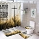 thumbnail image 1 of Cristiano-theme 4-Piece Shower Curtain Set with Rugs, Waterproof Bathroom Decor Set Includes Bath Mat, U-Shaped Rug, Toilet Lid Cover and Curtain with Hooks, 1 of 6