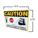 thumbnail image 2 of Juego de 2 señales de tráfico de vinilo laminado para montacargas con precaución, 2 of 3