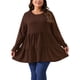 thumbnail image 1 of Agnes Orinda Conjuntos de Halloween para Mujeres Tallas Grandes Tops Babydoll de Escuela Colegio de Manga Larga Cuello Redondo Casual Suelto Blusas Peplum Túnicas 1X Marrón, 1 of 5