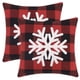 thumbnail image 2 of REGALWOVEN Paquete de 2 Fundas de Cojín con Estampado de Cuadros, Fundas de Cojín Decorativas de Estilo Rústico con Copo de Nieve 18' x 18', 2 of 6