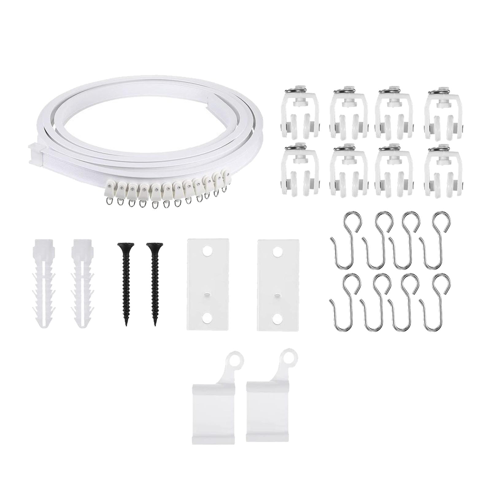 Magideal - Pista De Cortina Flexible, Ruedas Resistentes, Ganchos, Soportes De Montaje En Forma De U, Tornillos, Ventana De Bahía, Accesorios Para Baño Y Dormito