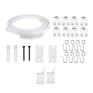 Magideal - Pista De Cortina Flexible, Ruedas Resistentes, Ganchos, Soportes De Montaje En Forma De U, Tornillos, Ventana De Bahía, Accesorios Para Baño Y Dormito