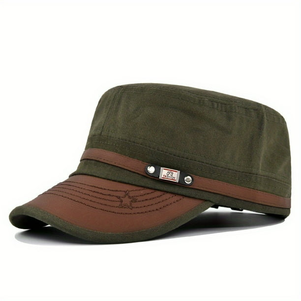 Men & Women's Cotton Sun Protection Flat Top Military Hat - Perfect for Any Outfit!