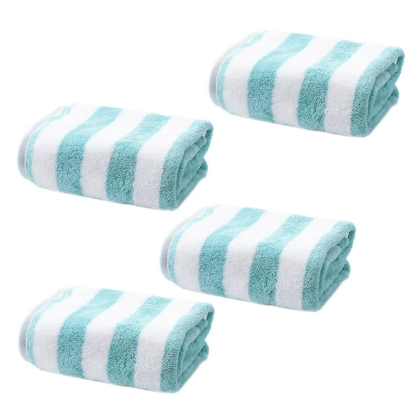 Toallas de playa y piscina de rayas gruesas estilo cabaña turca, paquete de 4, toalla de baño muy absorbente (gris, 76 x 152 cm)