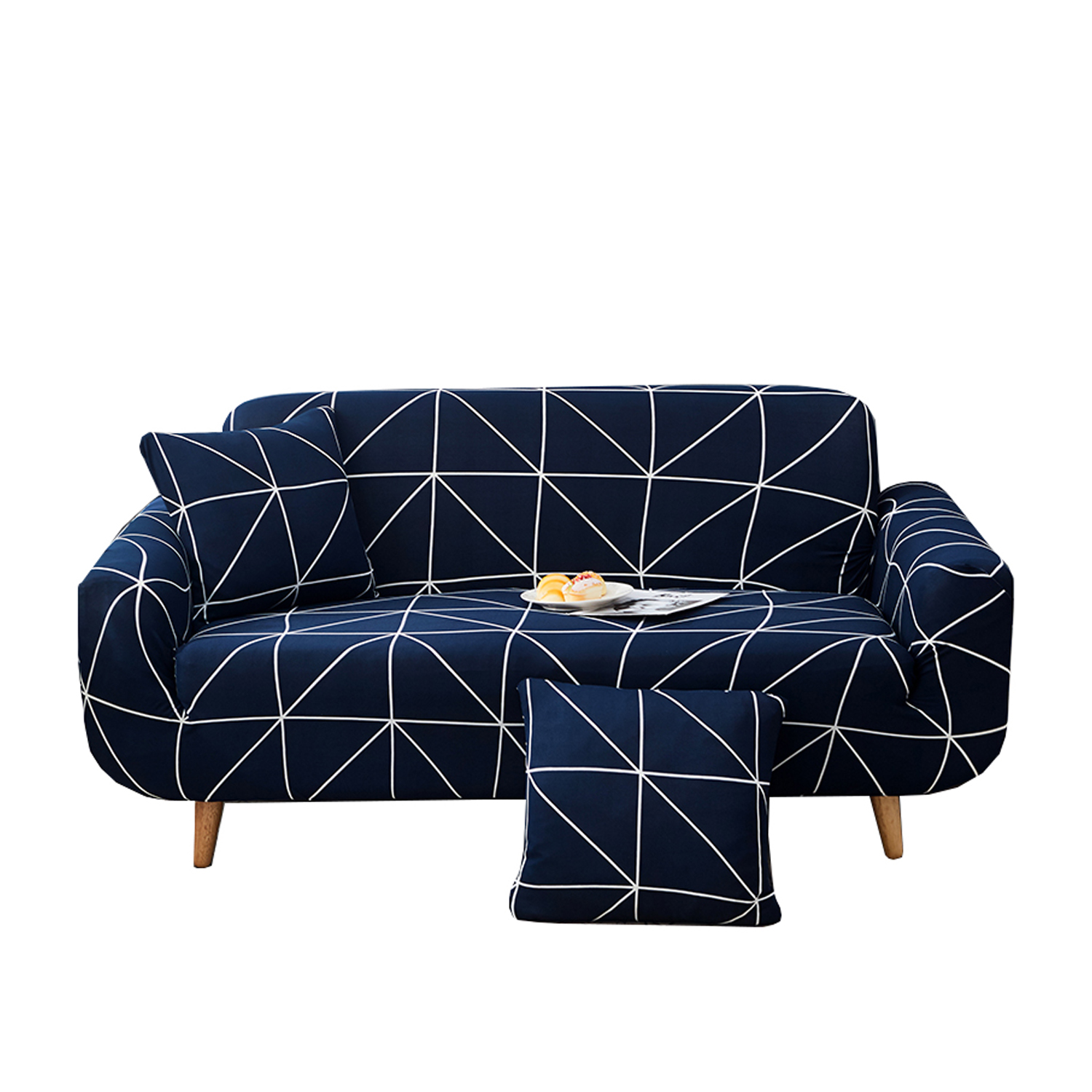 Homeessentials - Funda Sillón Diseño Geo 2 Cuerpos Azul