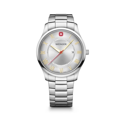 Reloj City Classic Correa De Acero Plateado Wenger