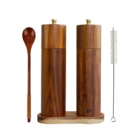 Xusx111 - Conjunto De Molino De Sal Y Pimienta De Madera, Molino Manual De Sal Y Pimienta De 8 Pulgadas, Grueso Ajustable Y Recargable, Molino De Pimienta De Madera De Acacia Para Su Cocina [Conjunto De 2]