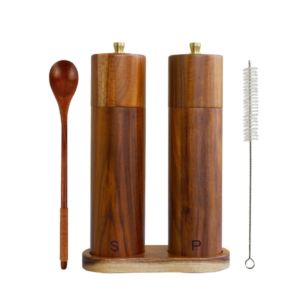 Xusx111 - Conjunto De Molino De Sal Y Pimienta De Madera, Molino Manual De Sal Y Pimienta De 8 Pulgadas, Grueso Ajustable Y Recargable, Molino De Pimienta De Madera De Acacia Para Su Cocina [conjunto De 2]