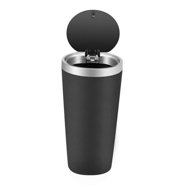 Bote de basura para automóvil de 800 ml con cubierta superior, organizador universal para contenedores de almacenamiento para vehículos, camiones, SUV Plata