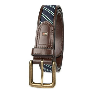 Cinturón De Vestir Tommy Hilfiger Con Cinta Tejida Con Incrustaciones De Cuero Marrón