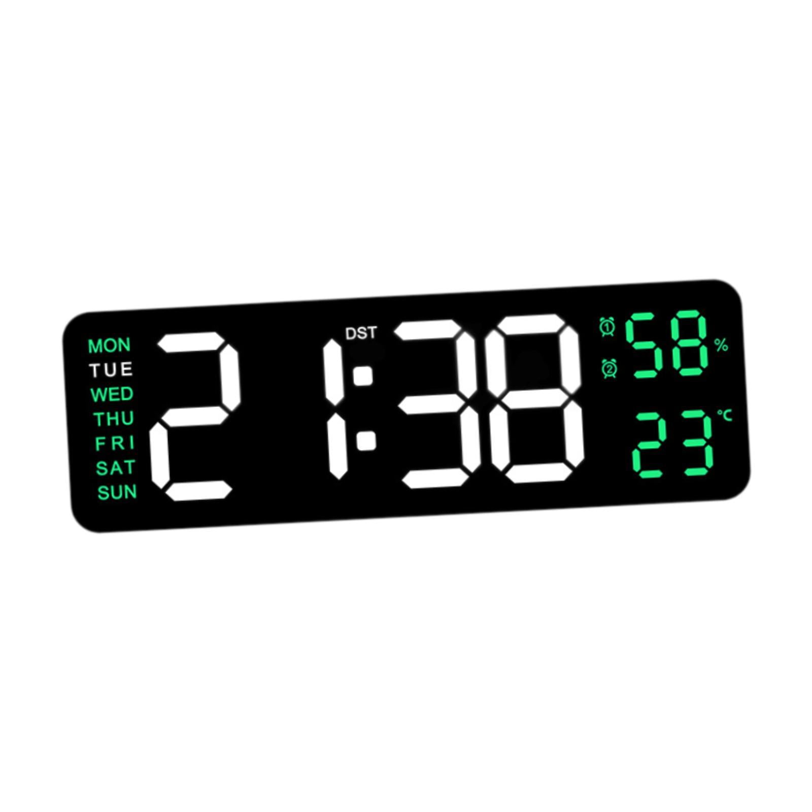 Bothyi - Reloj Despertador Digital °c/°f 12/24h Dst Reloj De Pared Para El Hogar, Sala De Estar, Mesita De Noche, Verde
