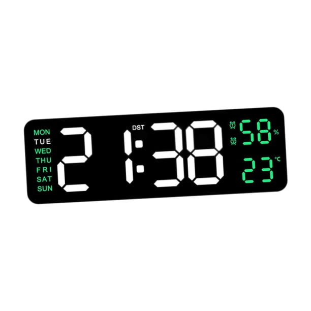 Reloj Despertador Digital °C/°F 12/24H Dst Reloj De Pared Para El Hogar, Sala De Estar, Mesita De Noche, Verde
