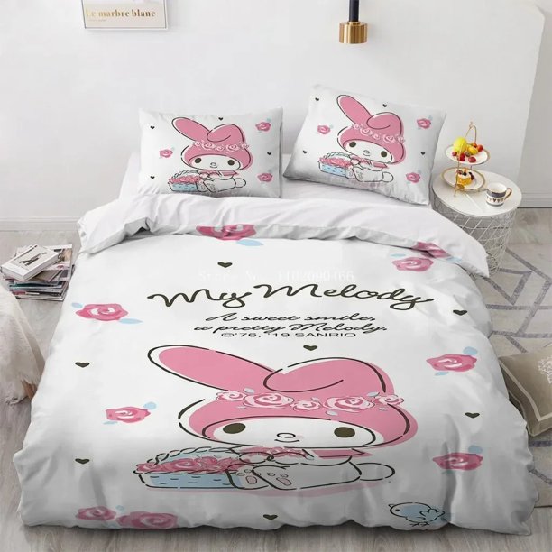 Sanrio series cartoon duvet cover set 3D printing, soft microfibre duvet cover set Bedroom decoration, suitable for boys, girls Bed Sheets
