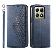 Funda Flip Foxdock Para Xiaomi 14T 5G , Estilo Billetera Con Diseño Rombo, Correa De Mano Y Soporte, Uso Diario