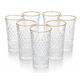 thumbnail image 1 of Pack 6 Vasos Premium Altos De Cristal Con Borde Dorado 335ml, 1 of 5