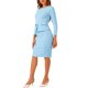 thumbnail image 4 of INSPIRE CHIC Vestido ajustado de mujer con peplum, atuendo de maestra para el regreso a clases, cuello redondo, manga larga, cintura alta, vestido de trabajo midi, azul cielo XS, 4 of 5