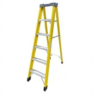 Genérico - Escalera Fibra De Vidrio Industrial 1.2Mts 6 Peldaños 150Kg Amarilla
