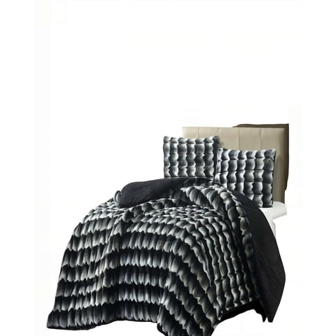 Genérico - Cobertor Piel De Conejo Imitacion Con Diseño 2Plaza Color Negro