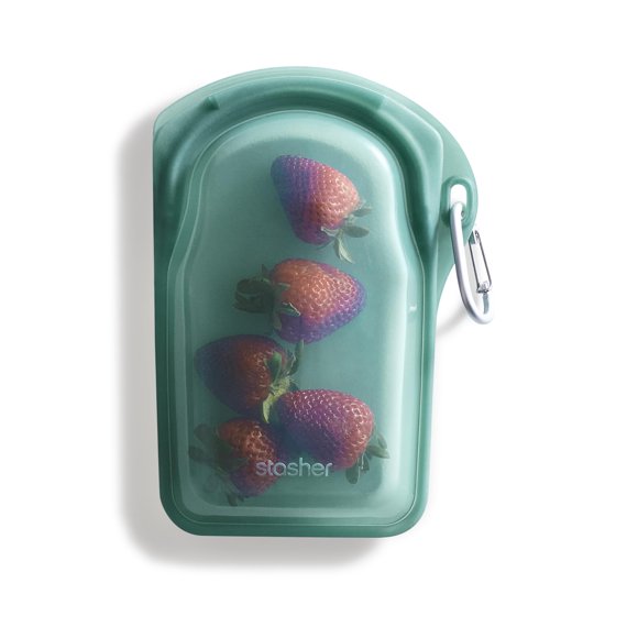 Stasher Premium Bolsa Reutilizable de Silicona para Alimentos Go Bag, Waterfall, 18 oz (≈530 ml)