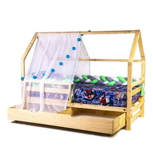 Mpa Decohogar - Base Cama Infantil Con Cajon Casita Bh - 1,5 Plaza