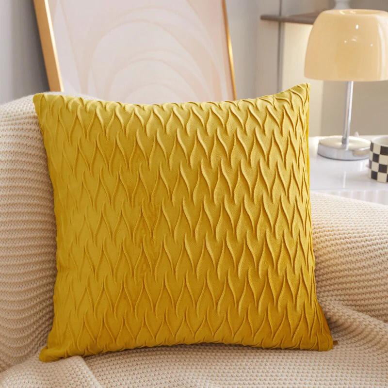 Todo Hogar Santiago De Chile - Cojín Terciopelo Con Diseño Ondas 45x45 - Amarillo