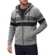 thumbnail image 1 of INSPIRE CHIC Chaqueta de Suéter de Punto de Invierno con Capucha y Cremallera a Rayas para Hombre XL Gris, 1 of 6