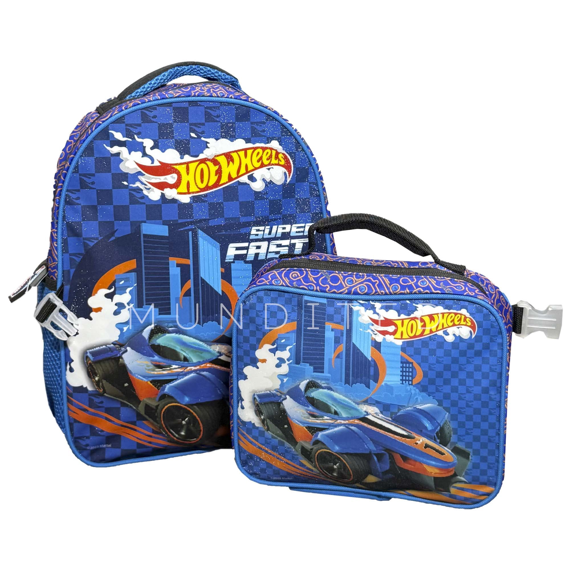 Set mochila c/lonchera hotwheels