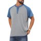 thumbnail image 4 of INSPIRE CHIC Conjunto Camiseta Henley de Hombre con Mangas Raglán Retro de Bloque de Color de Manga Corta con Botones M Gris Claro, 4 of 5