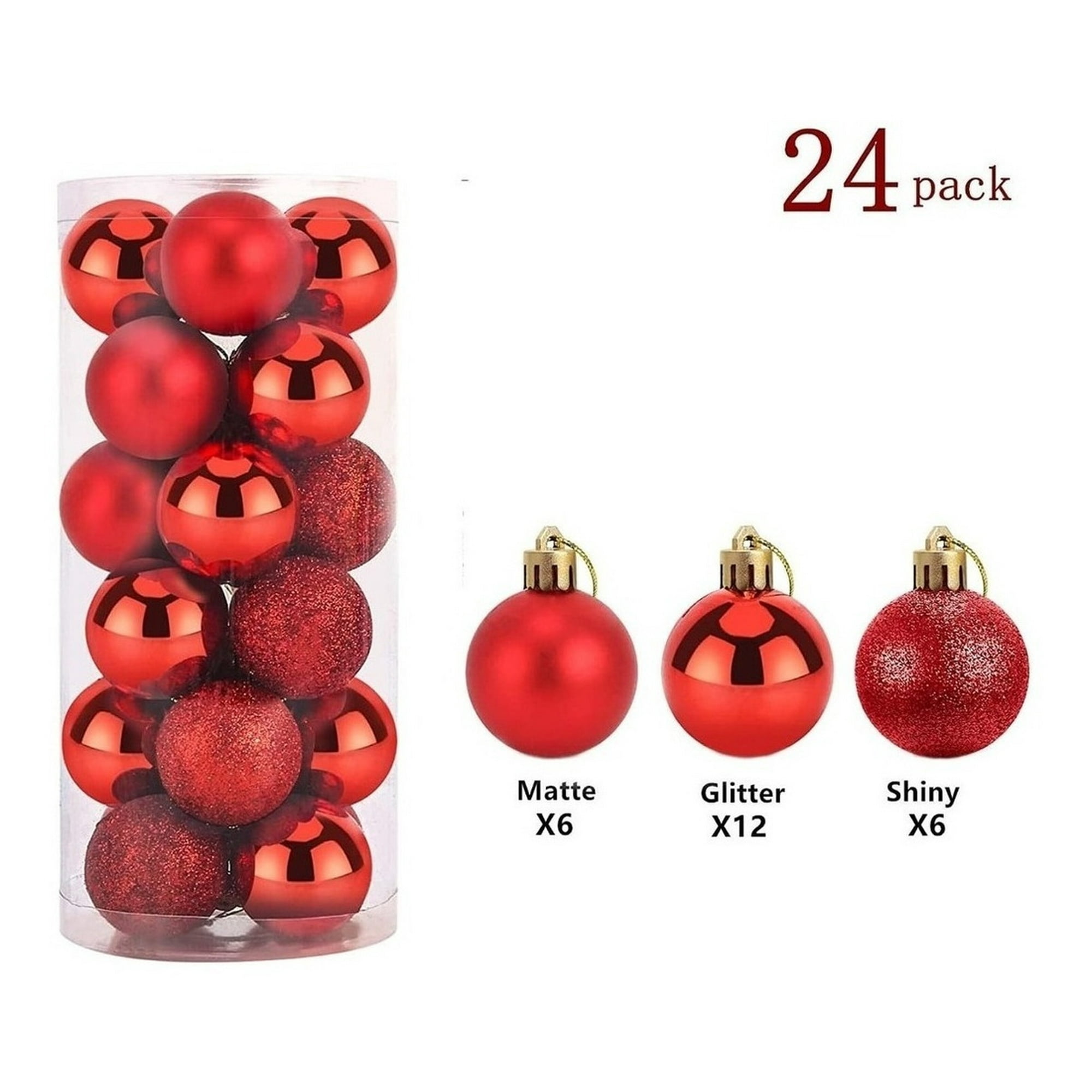 Genérico - Pack 24 Esferas Navidad Decorativa Bambalina Adorno Rojo 6cm