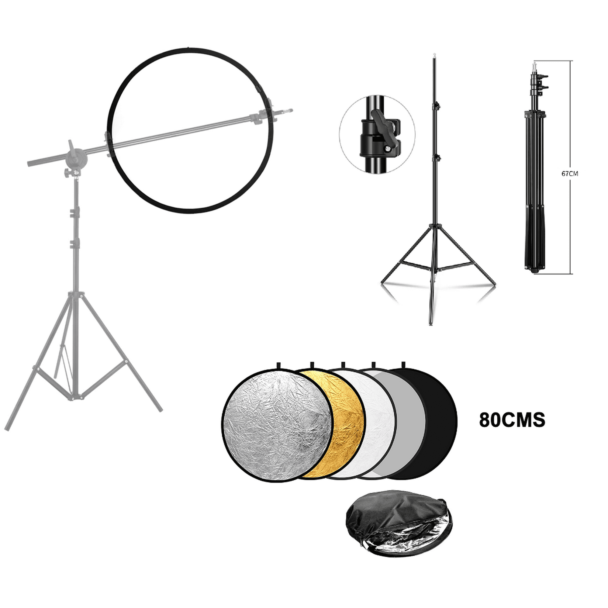 Genérico - Brazo Pantalla Reflectora + Atril + Pantalla 80cm 5 En 1