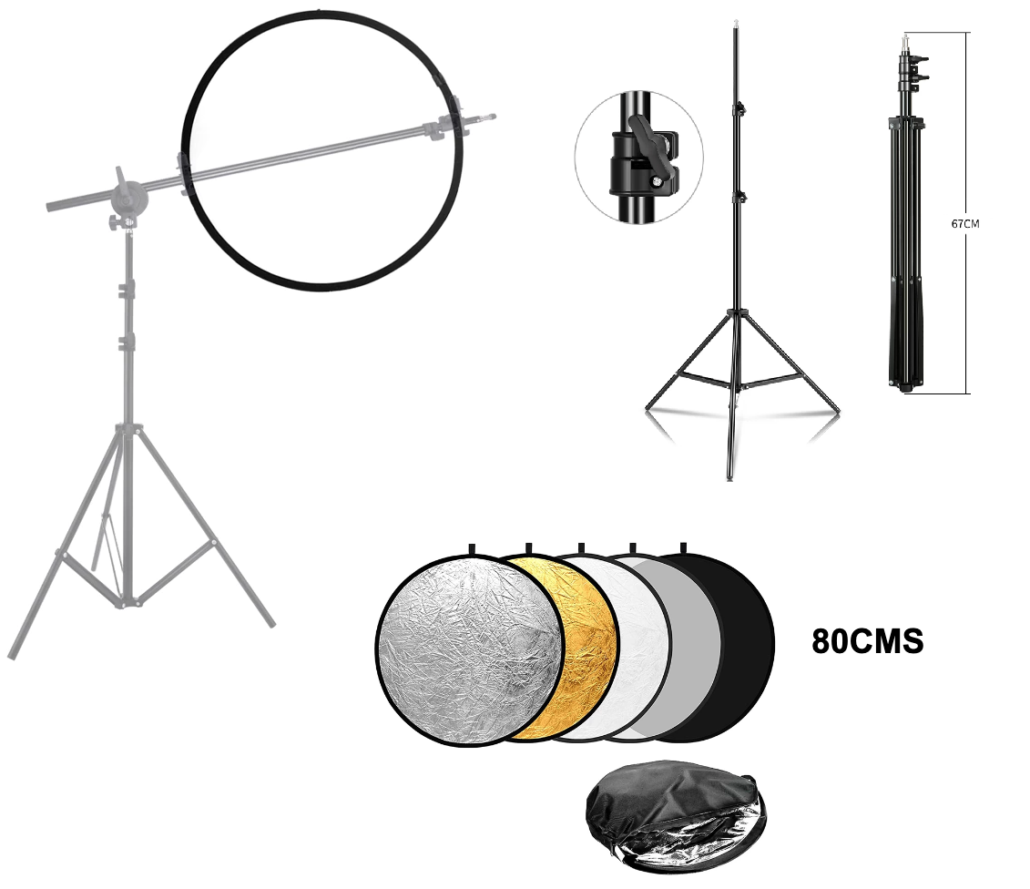 Genérico - Brazo Pantalla Reflectora + Atril + Pantalla 80Cm 5 En 1