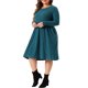 thumbnail image 4 of Agnes Orinda Trajes de Halloween Vestidos de Talla Grande para Mujer Vestido de Punto Midi de Cuello Redondo y Manga Larga 4X Azul Pavo Real, 4 of 6