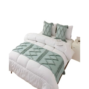 Genérico - Piecera Bordada Con Dos Fundas Modelo Boho Verde